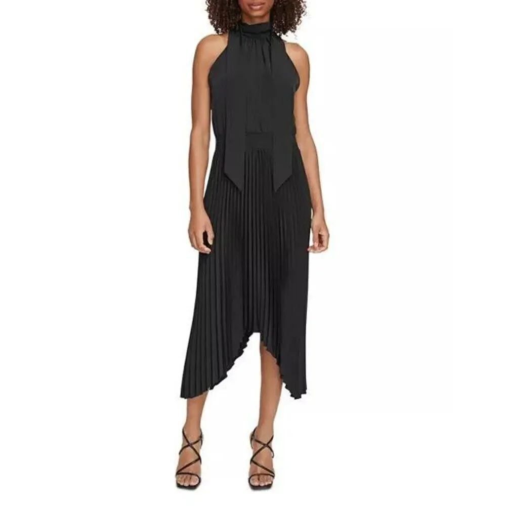 Karl Lagerfeld High Neck Pleated Dress